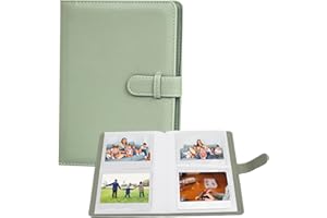 VOVMOEYA Lot de 80 pochettes pour appareil photo 3,5 x 4,5 pouces, pour Polaroid et Fujifilm Instax Wide 400/300/210, album photo 20 pages, 80 images, vert