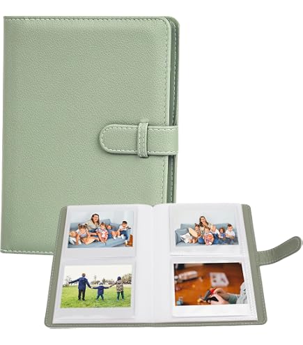 Album Photo Pour Instax Wide Et Polaroid - 64 Pochettes - Protection Transparente (Vert)