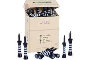 PUTT PURSUIT Castle Bamboo Golf Tees - Biodegradable, Sustainable & Strong Golf Tees Bamboo Material - Golf Accessories - Consistent Ball Height - Multiple Sizes from 25mm Green to 70mm Orange Colour Options