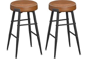 VASAGLE EKHO Collection - Barpall, set med 2, köksstol, hög, PU med sömmar, modern stil från mitten av århundradet, sitthöjd