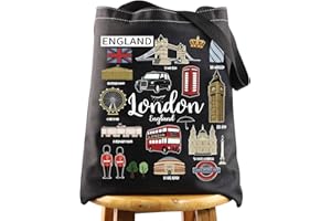 BWWKTOP London Canvas Tote Bag London Souvenirs Gifts London Shopping Bag London Shoulder Bag London Travel Bag
