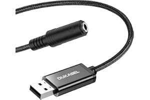 ‎DUKABEL DuKabel USB Externe Soundkarte USB auf 3.5mm Klinkenbuchse (4 Pole CTIA) Stereo Audio Adapter Kabel External Sound Card für Headset, Lautsprecher oder 4 Pole TRRS Mikrofon - Schwarz