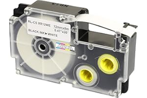 PRESTIGE CARTRIDGE Nastro per Etichette compatibile per Casio XR-12WE XR-12WE1 Nero su Bianco 12mm x 8m per Etichettatrice Casio KL-60 100 100E 120 200 300 750 780 820 2000 7000 7200 7400 8100 8200 P1000 C500 CW-L300