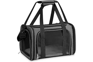 TOFFCAEA Transporttasche für Katze Hund, Hundetransportbox Faltbare Katzentransportbox tragbar 5kg Katzen Hunde Tragebox für mittlere Hunde Katze (Dunkelgrau L 43 x B 28 x H 28 cm)
