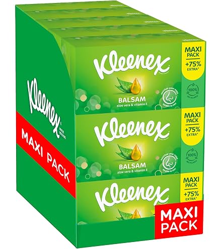 Kleenex Balsamo - Fazzoletti Con Aloe Vera E Vitamina E (Scatola Da 64 Fogli)