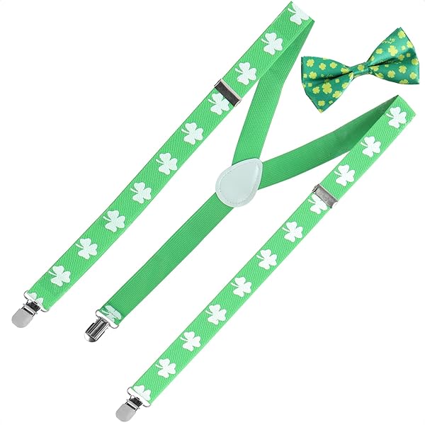 TUONYIS 3 Pièces Accessoires De Robe Verte Saint Patrick Accessoire,Arc Noeud Papillon Barbe,Accessoires Rétro St Patrick Deguisement Fête Irlande