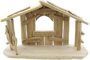 ‎DEKOLEIDENSCHAFT Dekoleidenschaft Weihnachtskrippe aus Treibholz, 40 x 15 x 25 cm, Krippenstall aus Holz, Weihnachts-Dekoraktion