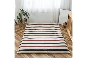 GENERIC Futon Floor Mattress Cover With Zipper, 100% Cotton for Traditional Shikibuton, Protective, Soft Machine Washable, Style1, Full/120x200cm