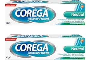 Monxu Pack 2 Coreg-a Neutral Sin Sabor Extrafuerte, Pegamento Dentadura Postiza, Pegamento Dental Adhesivo, Sujeción Durante Todo el Día, Mayor Comodidad, 40 g x 2 = 80 gr