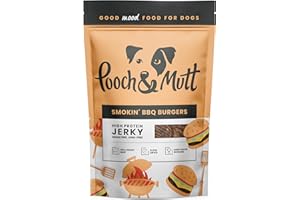 Pooch & Mutt - Przysmaki Jerky bez zbóż, smokin' BBQ Burger smak, nagroda treningowa, opakowanie 1 x 90 g