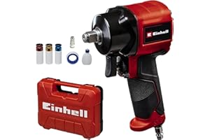 Einhell Boulonneuse pneumatique TC-PW 610 Compact (8 bar max, couple max. de 610 Nm, carré d’entraînement 1/2", rotation à gauche/droite, vendue dans son coffret avec 3 douilles)