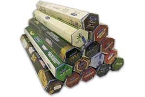 LAMARE Pakiet kadzidła Satya – Asortyment 15 zapachów – 300 Pręty w sumie – Aromaterapia – Medytacja – Duchowość – Naturalna i ekologiczna.