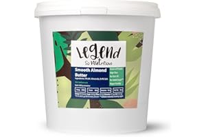 Legend - Smooth Almond Butter (1 kg), Made In The UK, 100 Percent Natural, Vegetarian, Vegan, No Palm Oil, No Added Sugar, No Traces of Peanuts, Source of Protein, High in Fibre, Gluten & Dairy Free