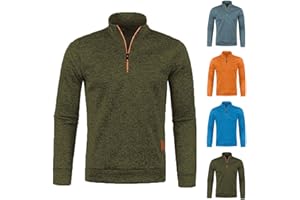 LUOLUOLUO Men's 1/4 Zip Pullover UK Sale Clearance, Fleece Sweatshirt Casual Jumper Long Sleeve T-shirt Top Stand Collar Sweater Plain Pullover Sports Leisure Workwear Quarter Zip Sweater Lightweight Jumpers