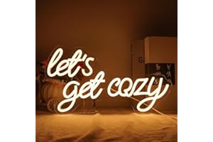 Horseneon Let's Get Cozy Neon Light Sign Warm White Letter Neon Lights Led Neon Sign for Wall USB Dimmable Neon Lights for Bedroom Bar Cafe Club Salon Store Party