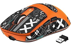 VGN GAMEPOWER Attack Shark X3 Superlight Ratón Gaming Inalámbrico, 49g Ultraligero Mouse Gaming, PAW3395, 26,000DPI, 2.4G/BT5.0/Cableado, Batería 200 Horas, Cinta Antideslizante, PC/Mac, Naranja