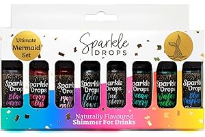 Sparkle Drops Ultimate Mermaid Shimmer Set for Gin, Prosecco, Vodka, Cocktails, Mocktails, 80ml
