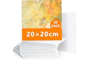LUFEEMGA 20 Packs Canvas for Painting Blank Canvas Panels Board 20 x 20 cm(8" x 8") canvases Painting Artist Boards Acid-Free for Acrylic, Oil,Art Painting Panel