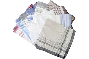 9 klassiska randiga halsdukar för män - 100 % mjuk bomull, fyrkantig rutig ficka - lämplig för affärsmiddagar och fester, Flerfärgad, 40*40cm