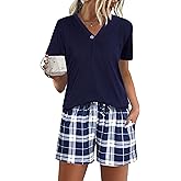 Jezonga Pyjamas Femme Ete Coton Ensembles de Pyjama Court