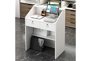 BBAUER Mostrador Recepcion, Mostrador de Recepción para Caja y Venta Minorista, Mostrador de Recepción, para Office Boutique SPA Blanco