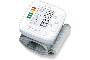 Sanitas SBC 22 Misuratore di Pressione da Polso - Misurazione Automatica della Pressione Sanguigna e del polso, funzione di avviso aritmie cardiache, Display LCD XL, 2x60 pozioni di memoria