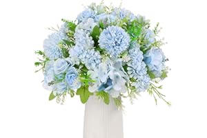 Hawesome 3pcs Peonies Artificial Flowers 21Heads Artificial Blue Flowers Silk Flowers Fake Peonies Ranunculus Bouquets with Stems for Table Centerpiece Wedding Home Blue Decoration