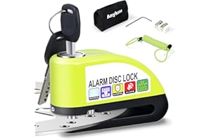 ANYKUU Antivol Moto Antivol de Disque de Moto Portable et étanche de 7 mm avec Alarme sonore de 110 DB et câble de Rappel de 1,5 m pour Scooters et vélos