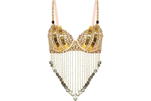 Mufeng Reggiseno da Danza del Ventre Donna Brasiliana Bra con Paillettes Nappa Bralette con Spalline Removibili Canotta da Jazz Hippop Spettacolo Discoteca