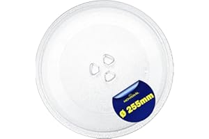 Piatto Microonde Universale Ø 25,5 cm è Realizzato in Vetro Resistente e Dispone di 3 Fissaggi Adatto per Daewoo per Galanz 3517203600 Piatto Rotante da 255 mm - Monteral