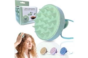 ETISEN, Massaggiatore capelli in silicone, shampoo a secco, spazzola capelli ricci e lisci, massaggiatore testa per stimolare la crescita del cuoio capelluto (verde)