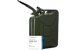 Oxid7 Kraftstoffkanister 20 Liter aus Metall mit Ausgießer | Benzin, Diesel & Bio-Ethanol geeignet | 20L Benzin-Kanister mit UN-Zulassung & Bauart geprüft