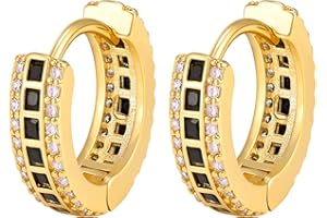 VEXXS Hoop Earrings for Men Women,14K Gold Plated Iced Out Hoops Earrings,5A CZ Stones Men’s Earrings,Hypoallergenic Earrings,Birthday Christmas Jewelry Gift for Men Women