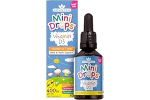 Natures Aid Mini Drops Vitamin D3 50ml for Infants & Kids - Bone, Teeth, Health & Immune System Support - Sugar Free, Vegan, Gluten-Free, Non-GMO - Growth Support for Children Age 0-5 Dropper Included