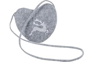 AS DESIGN BY LA FIORE 24 LaFiore24 Damen Dirndl Herz Filztasche Umhängetasche Shopper Varianten Hirsch - Hellgrau