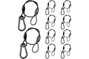 jindaaudio Câble Noir de Sécurité avec Boucles (lot de 10), Charge Max 25kg, pour Éclairage de Scène, Suspendus sur des traverses（diamètre 3mm/0.12in, longueur 30cm/11.82in)