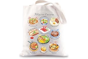 BWWKTOP Filipino Cuisine Tote Bag Philippines Travel Gifts Philippines Culture Shoulder Bag Filipino Vacation Gift