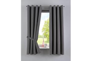 ‎GARDINENBOX Gardinenbox Vorhänge Blickdicht »Newyork« Dunkelgrau HxB 160x140 cm 2er-Pack Thermo-Gardinen Verdunkelungsvorhang Blackout Ösen schalldämmend ÖKOTEX UV-Schutz Raffhalter, 201920600-2
