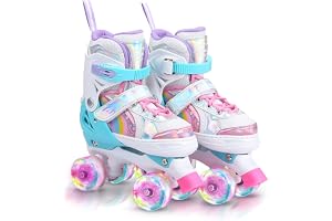 Rollers En Ligne Ajustables Pour Enfants - Roues Lumineuses Arc-en-ciel - Taille 4 Tailles - Cadeau Anniversaire Noël