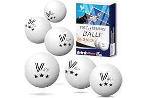Villkin Piłki do tenisa stołowego, 3 gwiazdki, 40 + 24 sztuki, trwałe piłki do ping ponga, piłki do tenisa stołowego do spędzania wolnego czasu i na zawody, piłka do tenisa stołowego 40 mm