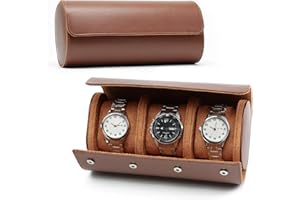 HNCY Scatola Orologio in Pelle PU, Portatile Custodia per Orologi Da Viaggio, Portaorologi per Uomo, Porta Orologio Vintage 3 Slot Adatta a Tutti Gli Orologi Da Polso E Smartwatch Fino a 50 mm