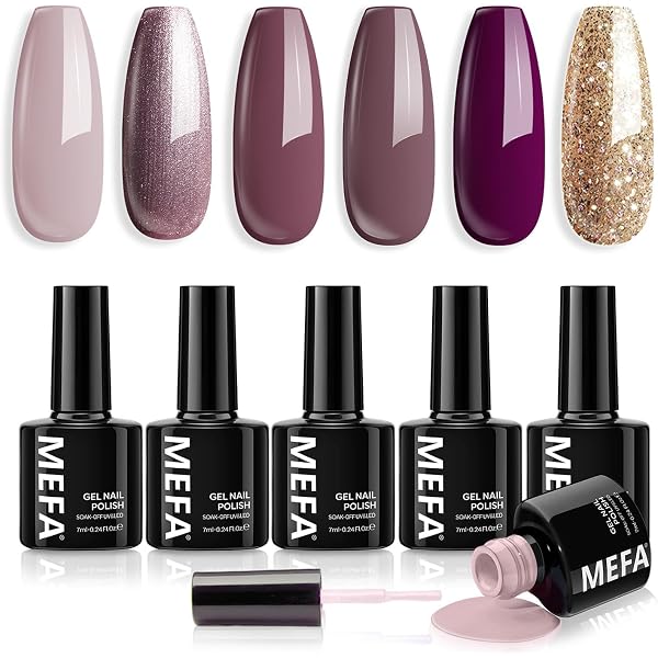 Vishine UV/LED Gel-Nagellack Set - 6 Glitzerfarben, Semi-permanent, In Geschenkbox