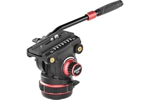 EVUMO Tête Fluide Vidéo Trépied Fonction D'Amortissement Pan & Tilt, Tête Vidéo Heavy Duty Caméscope Caméra Trépied Vidéo, Tête Trépied QR Plateau Compatible Avec Manfrotto Arca Gimbals, Capacité 10kg