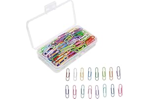 OKVGO 200 szt. kolorowe klipsy papierowe z plastikowym pudełkiem plastikowe powlekane metalowe zaciski do papieru biurowego 33 mm 16 kolorów