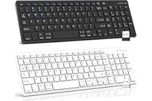 KARFUN Wireless Keyboard, 2.4G + Bluetooth Dual Mode Cordless Keyboard, Low Profile Full Size Quiet Wireless Keyboard for Computer, Mac, MacBook, Laptop, PC, iPad with Number Pad （white）