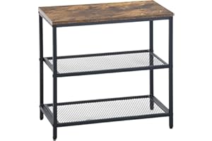 FurnitureR 50CM Hocker Aufbewahrungsbank, Aufbewahrungseinheit mit 3-Regalen und Nivellierfüßen, Hocker Bank mit Vintage MDF, für Wohnzimmer, Schlafzimmer, Flur, Küche, Esszimmer, Braun,50x28x48CM