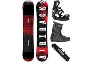 AIRTRACKS Snowboard Set Pack Planche Eight Wide Hybrid Rocker + Fixations Master + Chaussures + SB Sac 150 155 160 164 cm
