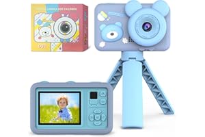 OMWay Kids Camera for Boys, Toys for 3+ Year Olds Boys, 1080P Kids Digital Camera with Tripod, Dual Selfie Children Toy Camera, Christmas Birthday Present Gifts for Age 4 5 6 7 8 9 10, Blue