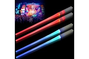 Funmo Bacchette a LED luminose, 2 paia di bacchette luminose, portatili, rimovibili, senza BPA, riutilizzabili per cucina, cena, sushi