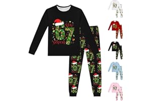 GENERIC 67 Meme Pyjamas Set Boys Girls Matching Christmas Pjs for Family Six Seven Number 6 7 Long Sleeve Tops and Pants 2 Piece Outfit Pajamas for Women Men